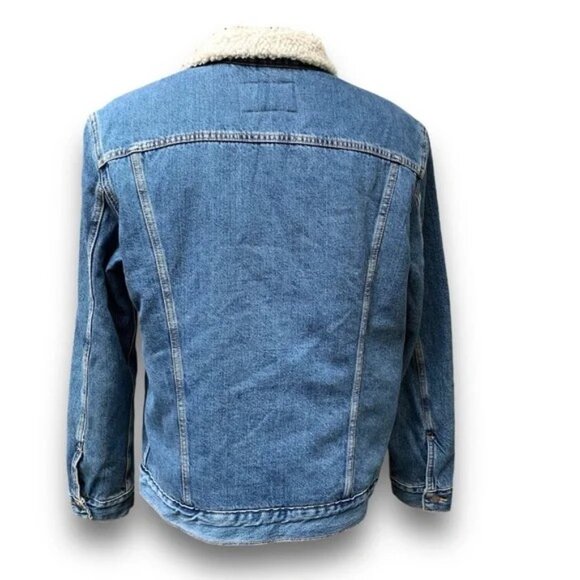 Levi Signature Gold Sherpa Lined Trucker Denim Jean Jacket Men’s size Medium - Picture 14 of 15